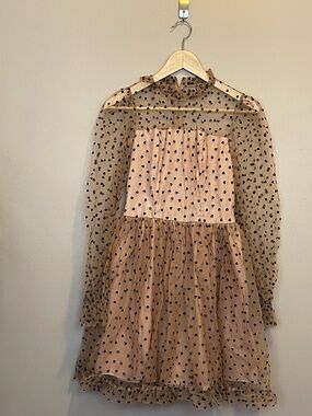 SHEIN Tan with Black Hearts High Neck Dress